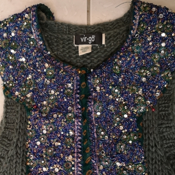 NEO-VINTAGE upcycled J.Crew beaded knit sweater vest - TheStyleMinr.com Vintage - Picture 2 of 5